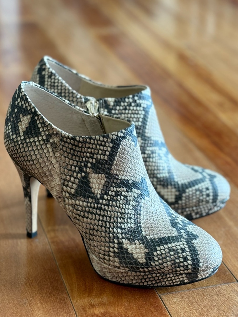 Vince Camuto Elvin Snakeskin Heeled Ankle Boots